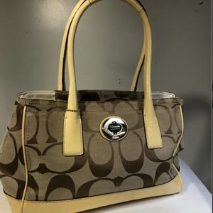 Coach Signature Madeline Satchel w/ Yellow Handles